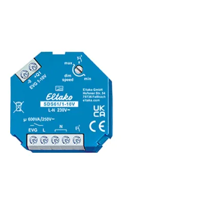 Eltako Steuer-Dimmschalter SDS61/1-10V 61100800 | 1-10V Dimmer für EVG | 600VA | Unterputz | Lichtwertspeicher | Blau