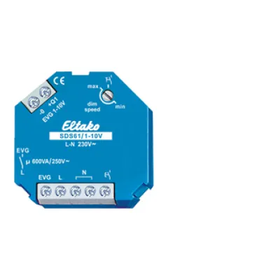 Eltako Steuer-Dimmschalter SDS61/1-10V 61100800 | 1-10V Dimmer für EVG | 600VA | Unterputz | Lichtwertspeicher | Blau