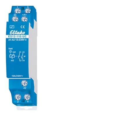 Eltako Stromstoßschalter ES12-110-UC | 16A | 1 Schließer 1 Öffner | 8-230V UC | DIN-Schiene | 1TE