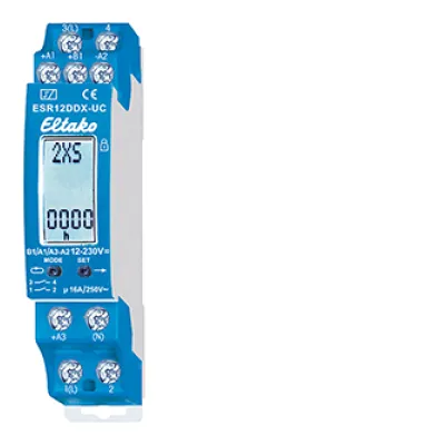 Eltako Stromstoßrelais ESR12DDX-UC | 1+1 Schließer | 16A | 250V AC | Multifunktion | DIN-Schiene | Weiß