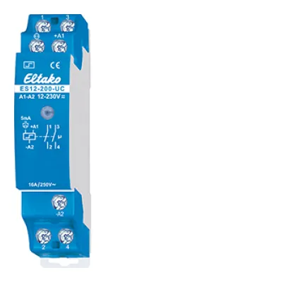 Eltako Stromstoßschalter ES12-200-UC | 2 Schließer | 16A | 8-230V UC | DIN-Schiene | 1TE | ohne Stand-by-Verlust