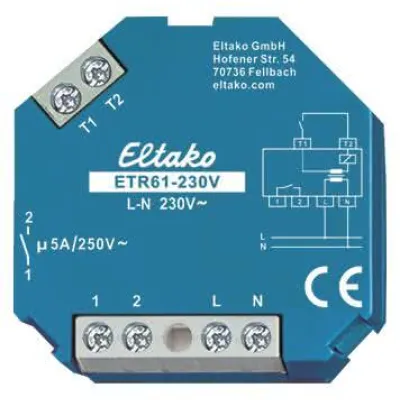 Eltako Trennrelais ETR61-230V 61100635 | 1 Schließer | potenzialfrei | 5A 250V AC | Zentraleingang | UP-Montage