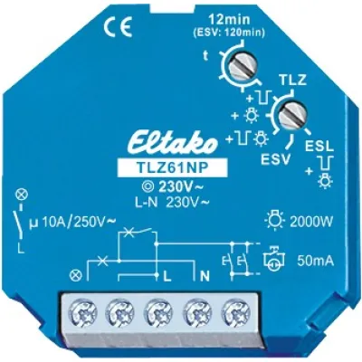 Eltako TLZ61NP-230V | Treppenlicht-Zeitschalter | 230V | 10A | Unterputz | 1-12 Min | für LED/ESL