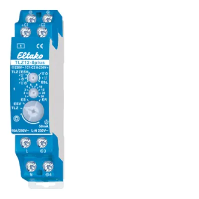 Eltako TLZ12-8plus | Treppenlicht-Zeitschalter 16A | 230V | DIN-Schiene | LED/ESL geeignet | Blau