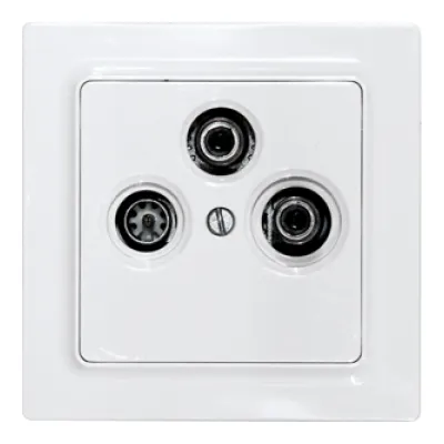 ELTAKO TV/RF/SAT-Abdeckung TV55E/3-wg | 3-Loch | Antennen-Steckdose | E-Design55 | 55x55 mm | Kunststoff | weiß glänzend