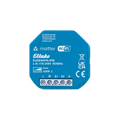 Eltako Universal-Dimmaktor EUD64NPN-IPM | Unterputz | Matter über WiFi | 300W LED | Apple HomeKit | Blau