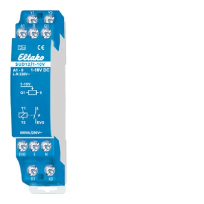 Eltako Steuergerät 1-10V SUD12/1-10V 21100802 | Universal-Dimmschalter | 600VA | 1 Schließer | REG | 18mm | Blau