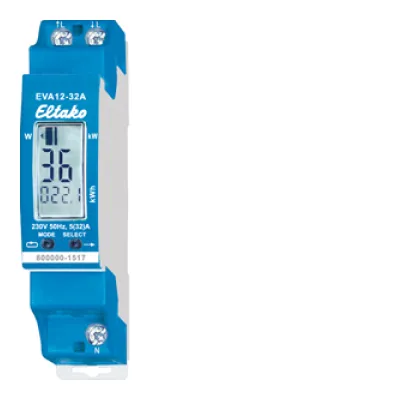Eltako EVA12-32A | Energieverbrauchsanzeige 32A | 1-phasig | digital LCD | Hutschiene 230V | IP50 | Blau