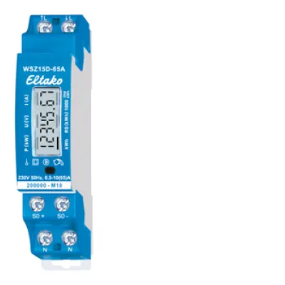 Eltako Wechselstromzähler WSZ15D-65A MID | 65A | geeicht | 1-phasig | digital | S0 Schnittstelle | Hutschiene | 230V