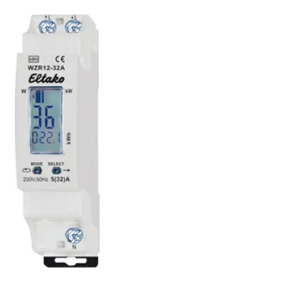 Eltako Wechselstromzähler | WZR12-32A | 1-phasig | 32A | digital | S0 Schnittstelle | Hutschiene | 230V