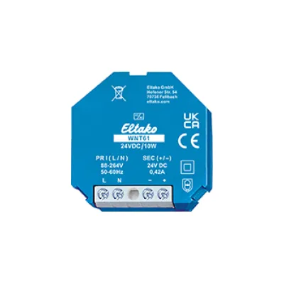 ELTAKO Weitbereichs-Schaltnetzteil WNT61-24VDC/10W 61000265 | 24V DC | 10W | 0,42A | IP20 | Einbau | Schraubanschluss