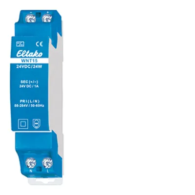 Eltako Schaltnetzteil WNT15-24VDC/24W | 24V DC 1A | Weitbereich 88–264V AC | REG | 1TE 18mm | IP20 | Kurzschlussfest
