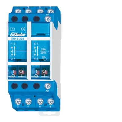 Eltako Installationsschütz XR12 | 25A | 230V/AC | 2 Schließer | 2 Öffner | DIN-Schiene | 2TE | Handbetätigung