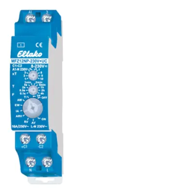 Eltako MFZ12NP-230V+UC | Multifunktions-Zeitrelais | 10 Funktionen | 16A | 0,1s–40h | DIN-Schiene | Blau