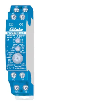 Eltako MFZ12DX-UC | Multifunktions-Zeitrelais | 18 Funktionen | 1 Wechsler | 0,1s–40h | 8–230V AC/DC