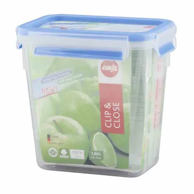 Emsa Frischhaltedose Clip & Close 1,6L rechteckig | 100% dicht | BPA-frei | Mikrowellen- & spülmaschinenfest | Blau