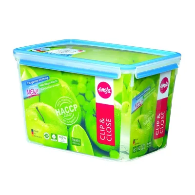 Emsa Clip & Close Frischhaltedose 10,8L | BPA-frei | auslaufsicher | mikrowellengeeignet | transparent/blau