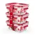 Bild: EMSA Frischhaltedosen-Set N1051100 Clip & Close Glas 3-teilig | 3x0,45L | auslaufsicher | backofenfest | rot/transparent