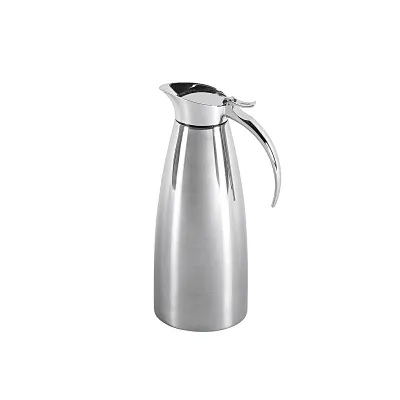 Emsa Isolierkanne Eleganza 502489 | Thermoskanne 1,0 L | Edelstahl doppelwandig | Easy Open | spülmaschinenfest | silber