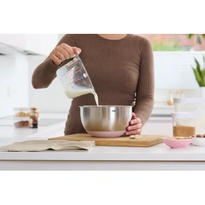 Emsa Messbecher Prep&Bake K32361 | 1 Liter Glas | doppelte Skala | ergonomischer Griff | Ausgießrand | transparent