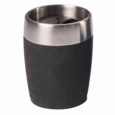 Emsa Isolierbecher Travel Cup 514514 | Thermobecher Edelstahl 0,2 L | doppelwandig | spülmaschinenfest | Schwarz