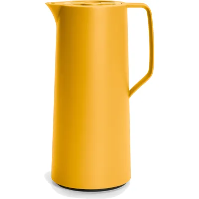 Emsa Isolierkanne Motiva 1L | Thermoskanne Quick-Press-Verschluss | Glaskolben | skandinavisches Design | senfgelb