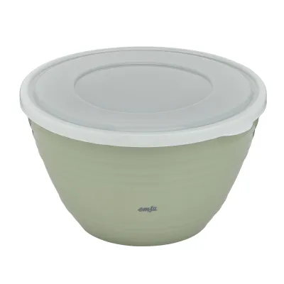 Emsa Rührschüssel Prep&Bake K32527 | Kunststoff 2,75 L | mit Deckel | rutschfest | stapelbar | spülmaschinenfest | grün