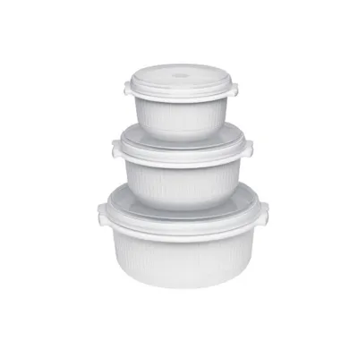 Emsa Mikrowellentopf-Set Micro Family 3-teilig (0,5/1/1,5L) | Kunststoff weiß | spülmaschinenfest