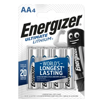 Energizer Batterie AA Ultimate Lithium UCE91B4 | Mignon LR6 1,5V | 4er Blister | Hohe Leistung | Für Hightech-Geräte