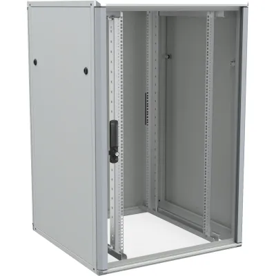 Enoc 19" Netzwerkschrank Baserack-8/8, 24HE | 800x800x1200 mm | Aluminium/Stahl | Glastür | IP20 | lichtgrau RAL 7035