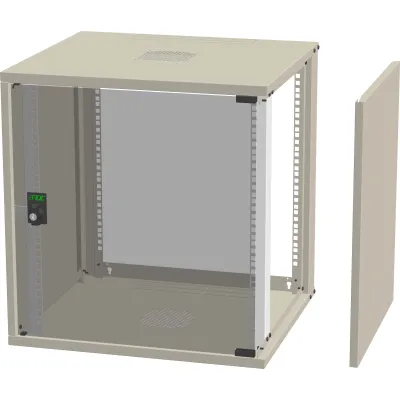 ENOC Netzwerkgehäuse W3 12-6-S | 19 Zoll Wandschrank 12HE | 600mm Tiefe | Glastür | Stahl | Schwarz RAL9005