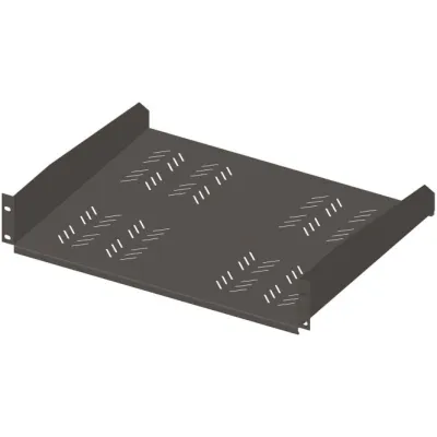 Enoc Fachboden MHF 19370-S 19 Zoll | 2HE | 445x370mm | Stahlblech schwarz RAL 9005 | bis 30kg | Belüftungsschlitze