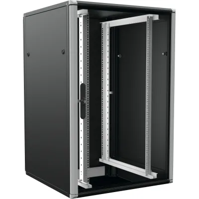 Enoc IT-Standschrank 19 Zoll F3 8812-S-4PR | 24HE | 800x800x1200 mm | ESG-Glasfront | IP20 | 800 kg | schwarz