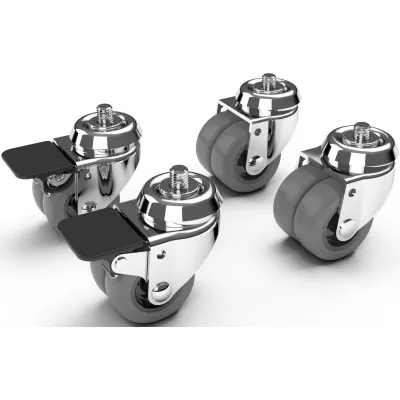 ENOC Lenkrollensatz DH X1 57102 | Doppel-Lenkrollen 4 Stück | 70 kg Tragkraft | Metall | M10 Gewinde | Zink | 70 mm hoch