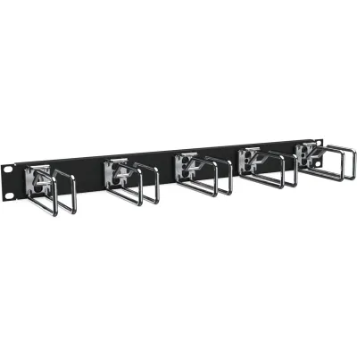 Enoc Kabelmanagementpanel CPM 01-S | 19" 1HE Querrangierpanel Metall | 5 Kabelführungsringe | RAL 9005 schwarz