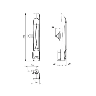 ENOC Schwenkhebelgriff LS 95 X1 | Profilschließzylinder C101 | gleichschließend | umrüstbar | Schaltschranksysteme