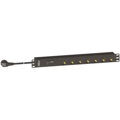 ENOC Steckdosenleiste EPH 07 | 19 Zoll PDU | 7-fach Schuko | Überspannungsschutz | 1HE | LED-Anzeige | 3m Kabel