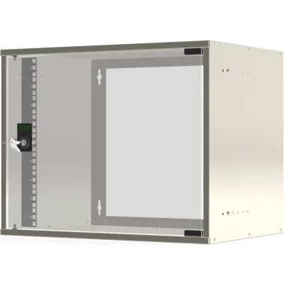 ENOC Wandschrank W5 12-4 12HE 19 Zoll | Netzwerk-Schrank 547x400x568mm | Glastür | Stahl lackiert | IP20 | grau