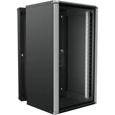 ENOC | 19 Zoll Netzwerk Wandschrank Wr2 21-66-S | 21HE 600x600 mm | Aluminium Stahl | Glastür | IP20 | schwarz RAL9005