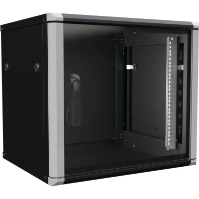 Enoc Wandschrank W2 9-65-S | 9HE 19 Zoll Netzwerkschrank | Hybrid Aluminium/Stahl | 600x500x535mm | schwarz RAL9005