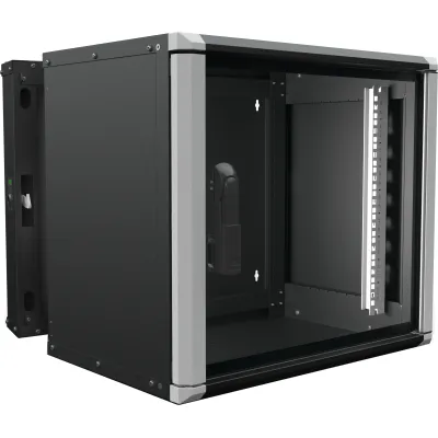 ENOC Wandschrank 9HE Wr2 9-65-S | 19 Zoll Netzwerkgehäuse Aluminium Hybrid | 600x500x535 mm | Glasfront | RAL9005