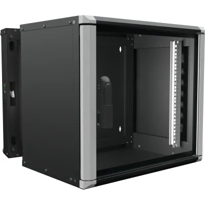 ENOC Wandschrank 9HE Wr2 9-65-S | 19 Zoll Netzwerkgehäuse Aluminium Hybrid | 600x500x535 mm | Glasfront | RAL9005