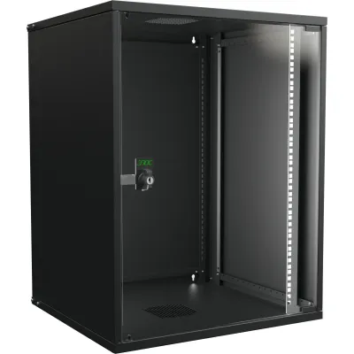 Enoc Wandschrank SNP 15HE W3 15-5-S-SNP | 19 Zoll Netzwerkschrank | 15 HE | 550x500x715 mm | Glastür | IP20 | schwarz