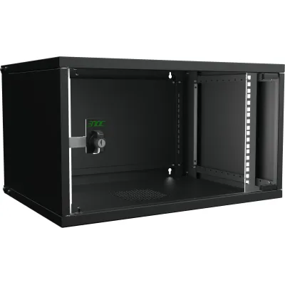 Enoc Wandschrank SNP 6HE W3 19 Zoll | 550x400x315 mm | Stahlblech | Glastür | passiv belüftet | schwarz RAL9005