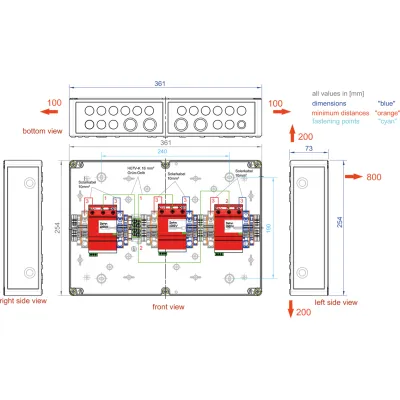 enwitec Generatoranschlusskasten GAKS100032RXYPC10DEH | DC Stringbox | Typ II Überspannungsschutz | 3 MPPT | IP65