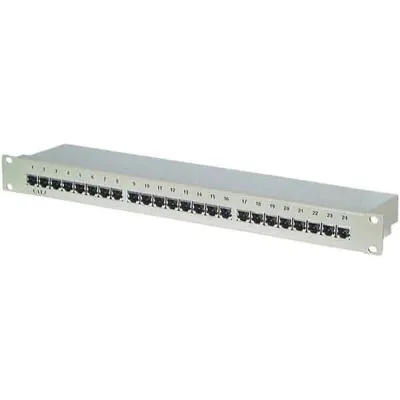 EFB Patchpanel 24 Port | 37586.1 | 19 Zoll Verteilerfeld | 0,5HE | Keystone-Kompatibel | Kabelmanagement | EMV | grau