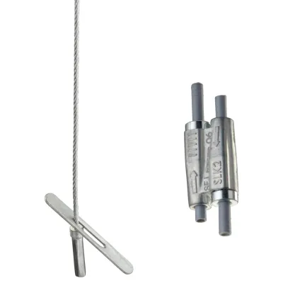 Erico Drahtseilabhängung SLK15L2T | Stahlseil 2m 1,5mm | Queranker Kippmontage | 97,5kg | höhenverstellbar