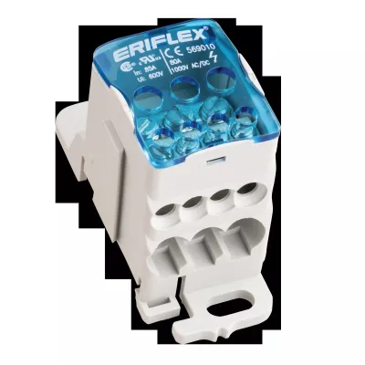 Erico Kleinverteiler UD-80A | Hauptleitungsklemme 80A einpolig | 7 Anschlüsse | berührungssicher | DIN-Schiene | Kupfer