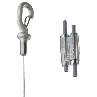 ERICO Stahlseilsystem SLK15L2 | Drahtseilabhängung 2m 1,5mm | Schnellklickhaken | verzinkt Stahl | Tragkraft 20kg | Zink