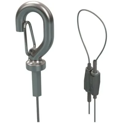 ERICO CADDY Seilabhängesystem SLK2L10 | Drahtseil 2mm 10m | Schnellklickhaken | verzinkt Stahl | Traglast 44kg | Zink